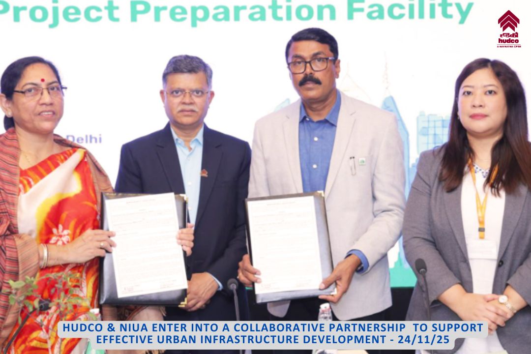 MoU between HUDCO and NIUA to support effective urban infrastructure development